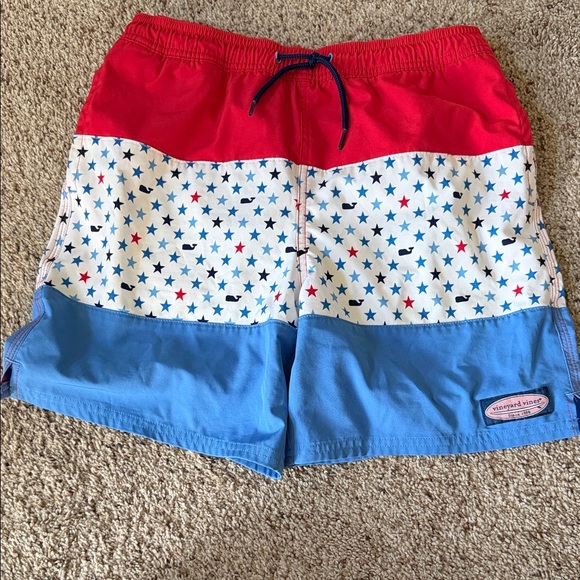 Vineyard Vines Other - Vineyard Vines Red and Blue Star Swim Shorts Size M 12/14
